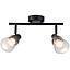 BARRA 2 LUCES E14 CAELI NEGRO MATE VIDRIO  S/A