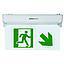SEÑALETICA EMERG. FONDO TRANSP. LETRAS VERDE HOMBRE FLECHA ESCALERA ABAJO