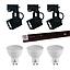 PACK X3 FOCO VINTAGE CUAD NEGRO C/RIEL C/AMPOLLETAS GU10
