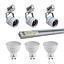 PACK X3 FOCO VINTAGE CIRC BLANCO C/RIEL C/AMPOLLETAS GU10