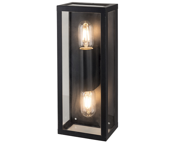 APLIQUE EXT VARINA GLASS ACERO INOX VIDRIO IP44 BIDIRECCIONAL 15X10X37CM NEGRO 2X E27