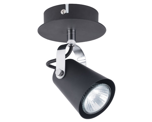 FOCO SOBR.1 LUZ GU10  AURUS NEGRO MATE S/A