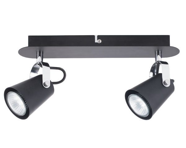 BARRA 2 LUCES GU10 AURUS NEGRO MATE S/A