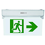 SEÑALETICA EMERG. FONDO TRANSP. LETRAS VERDE HOMBRE FLECHA PUERTA IZ O DE
