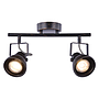 BARRA TUBO 2 LUCES GU10 CAZO PÁTINA NEGRO S/AMP